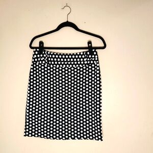 Rafaella Black & White Polkadot Skirt w/ Wide Belt Loops & Backseam Slit Size 8